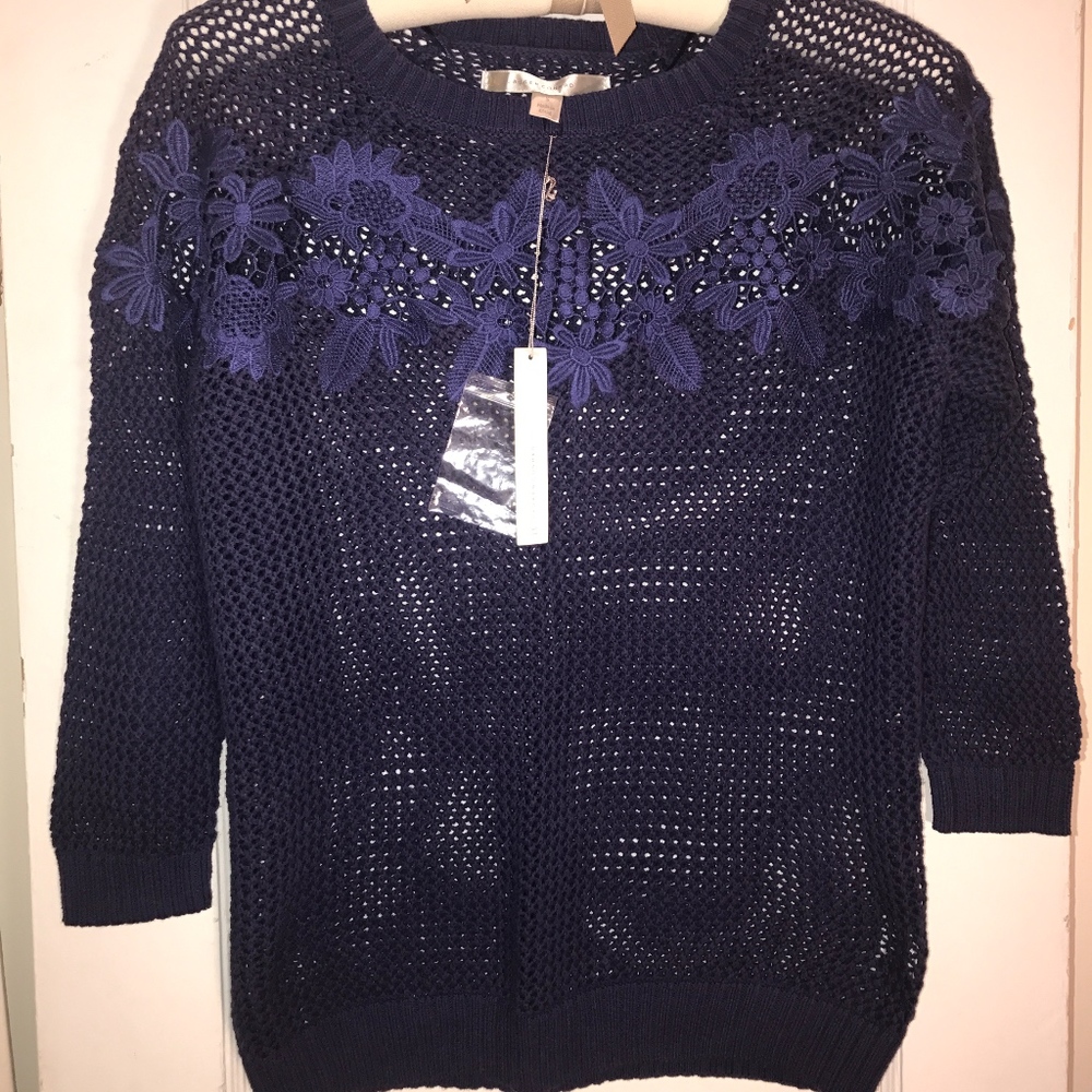 NWT! LC Lauren Conrad blue floral sweater S